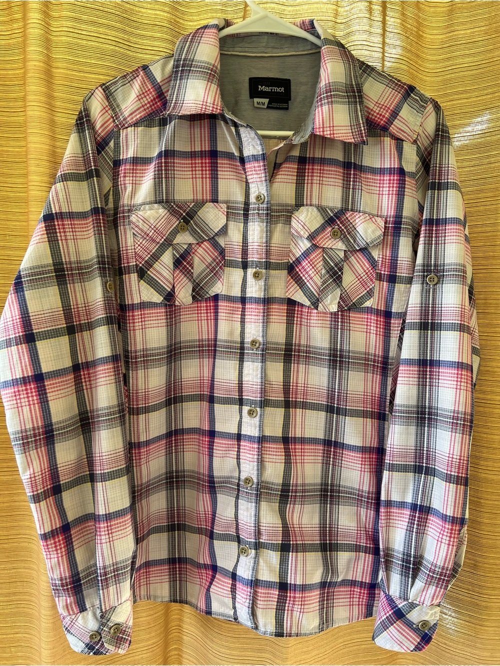 Marmot Women's Plaid Button-Down Shirt in White, Blue & Pink